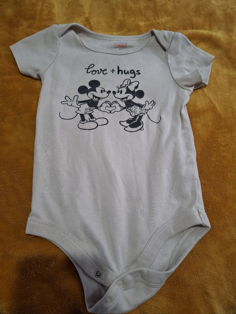 Love + Hugs Greige Baby One-Piece Bodysuit